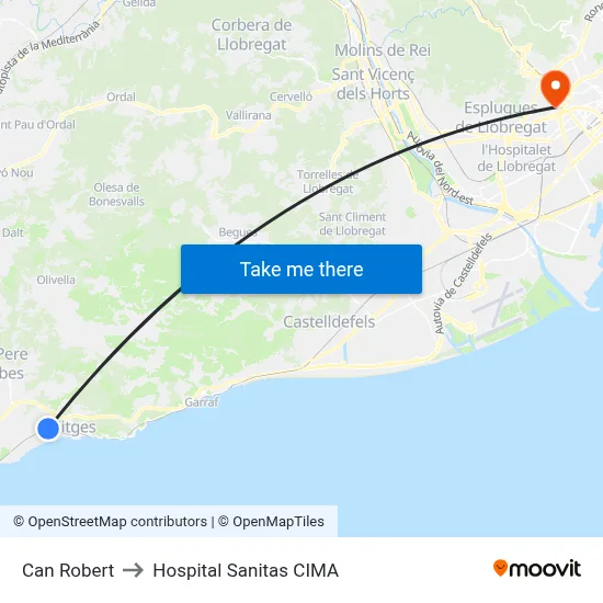 Can Robert to Hospital Sanitas CIMA map