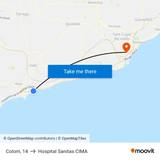 Colom, 14 to Hospital Sanitas CIMA map