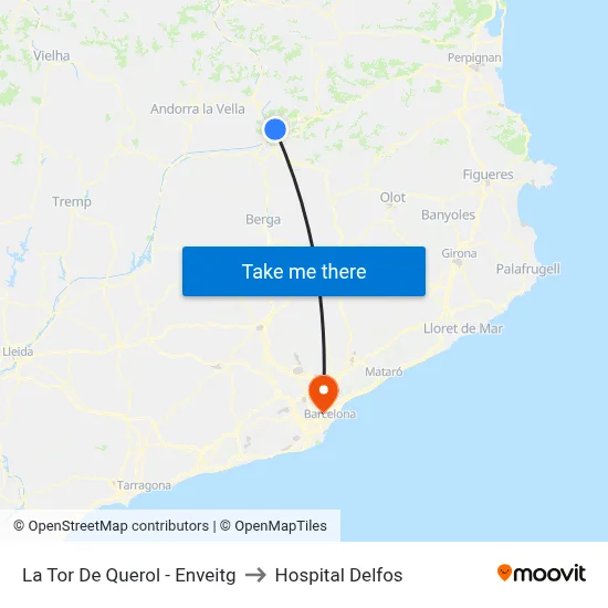 La Tor De Querol - Enveitg to Hospital Delfos map
