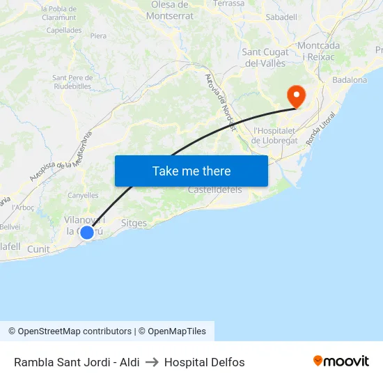 Rambla Sant Jordi - Aldi to Hospital Delfos map