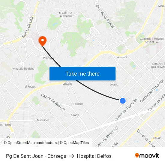Pg De Sant Joan - Còrsega to Hospital Delfos map
