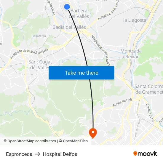 Espronceda to Hospital Delfos map
