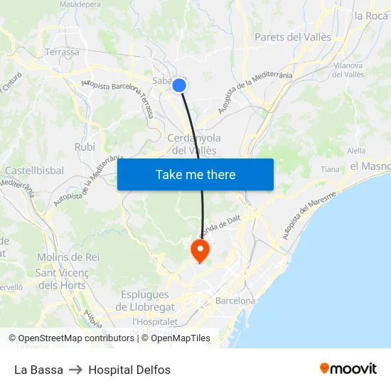 La Bassa to Hospital Delfos map