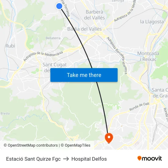 Estació Sant Quirze Fgc to Hospital Delfos map