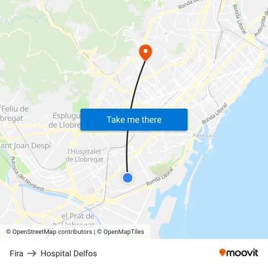 Fira to Hospital Delfos map