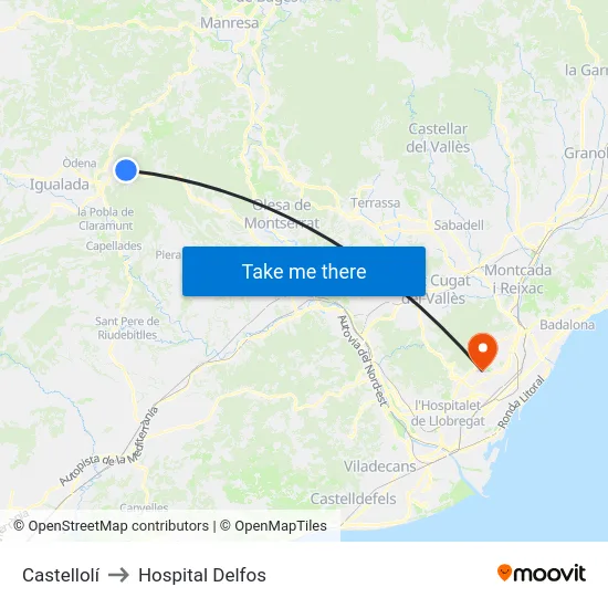 Castellolí to Hospital Delfos map