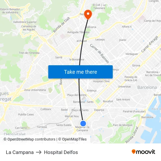La Campana to Hospital Delfos map