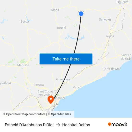 Estació D'Autobusos D'Olot to Hospital Delfos map