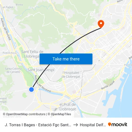 J. Torras I Bages - Estació Fgc Sant Boi to Hospital Delfos map