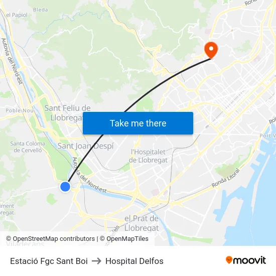 Estació Fgc Sant Boi to Hospital Delfos map