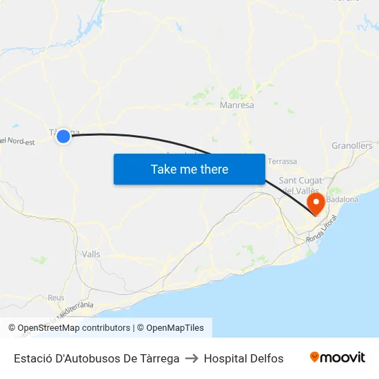 Estació D'Autobusos De Tàrrega to Hospital Delfos map
