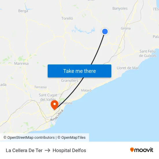 La Cellera De Ter to Hospital Delfos map