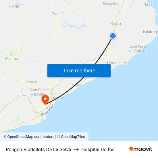 Polígon Riudellots De La Selva to Hospital Delfos map