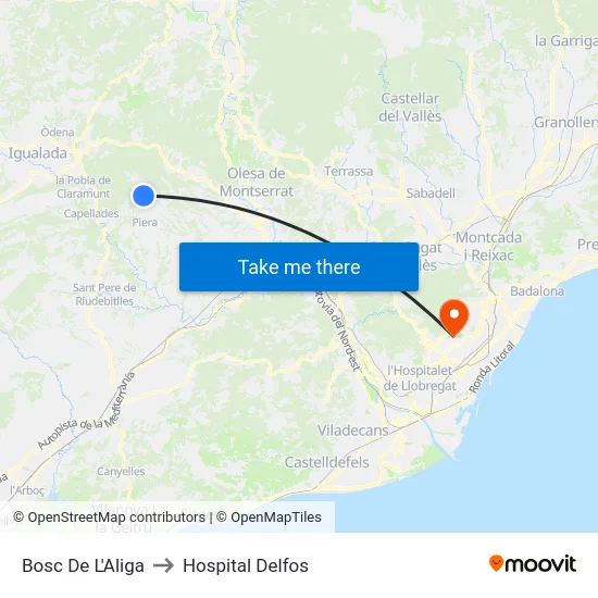 Bosc De L'Aliga to Hospital Delfos map