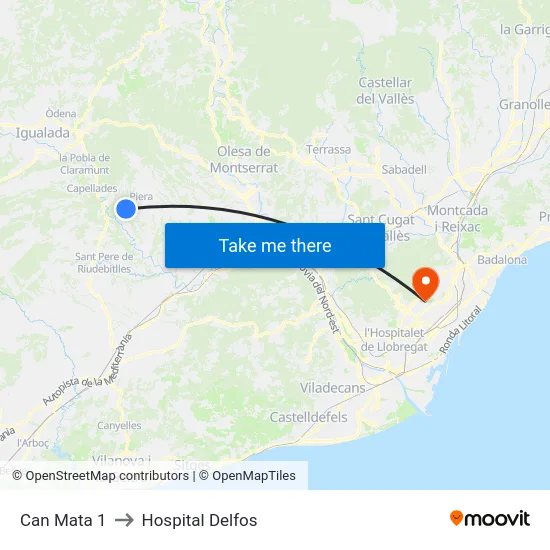 Can Mata 1 to Hospital Delfos map