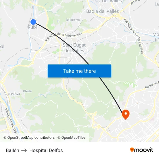 Bailén to Hospital Delfos map