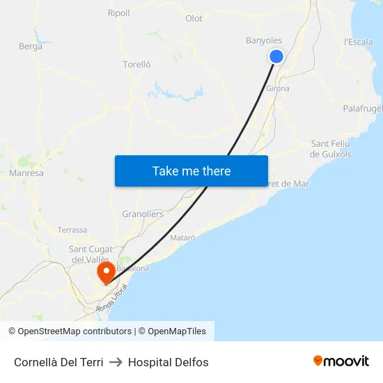 Cornellà Del Terri to Hospital Delfos map