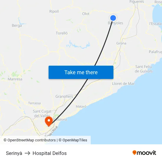 Serinyà to Hospital Delfos map