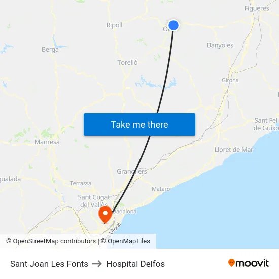 Sant Joan Les Fonts to Hospital Delfos map