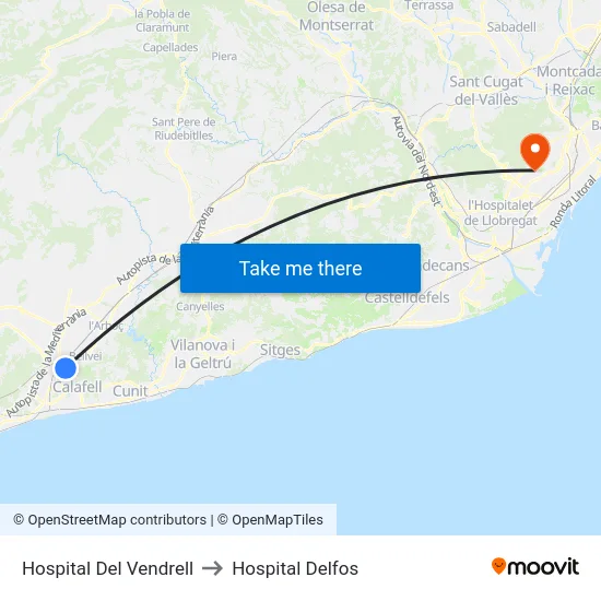 Hospital Del Vendrell to Hospital Delfos map