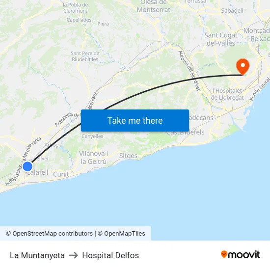 La Muntanyeta to Hospital Delfos map