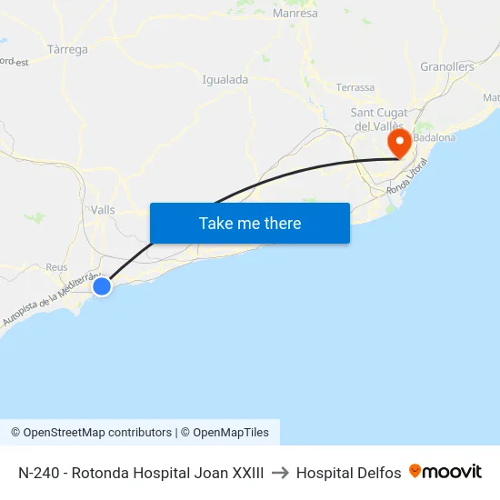 N-240 - Rotonda Hospital Joan XXIII to Hospital Delfos map