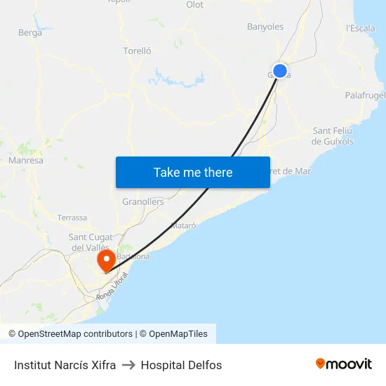 Institut Narcís Xifra to Hospital Delfos map