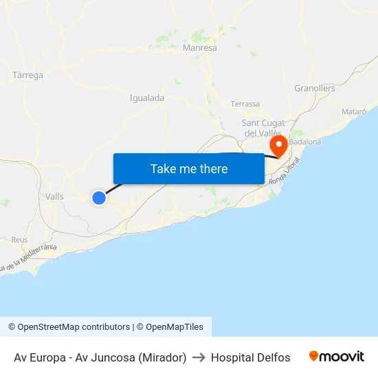 Av Europa - Av Juncosa (Mirador) to Hospital Delfos map