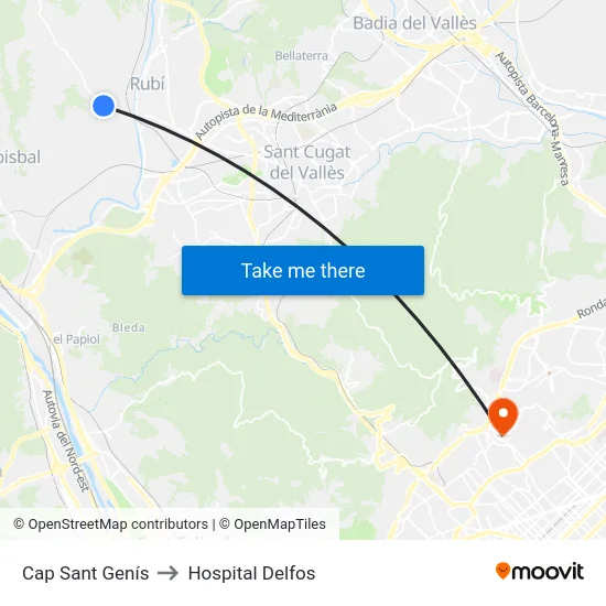Cap Sant Genís to Hospital Delfos map