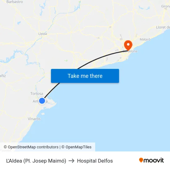 L'Aldea (Pl. Josep Maimó) to Hospital Delfos map