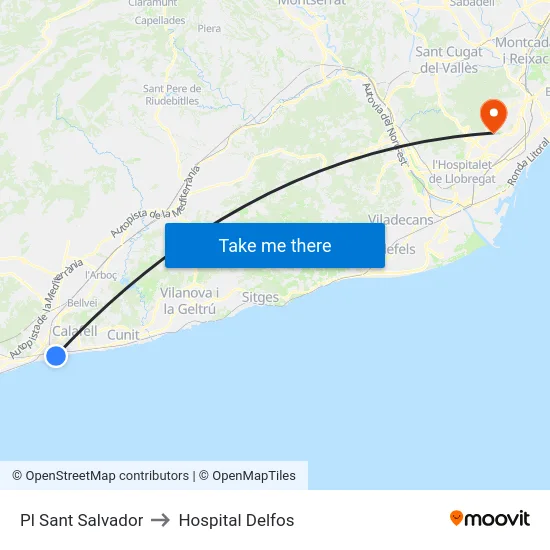 Pl Sant Salvador to Hospital Delfos map