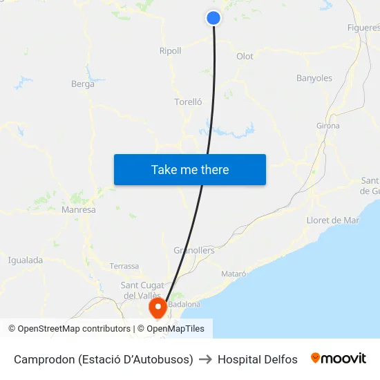 Camprodon  (Estació D’Autobusos) to Hospital Delfos map