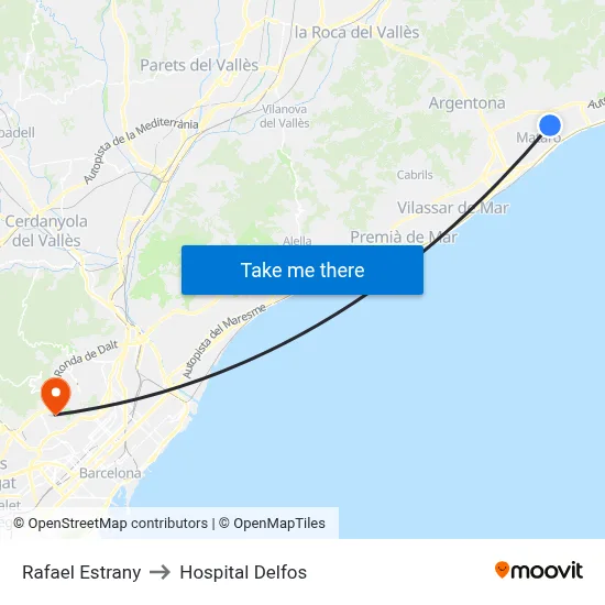 Rafael Estrany to Hospital Delfos map
