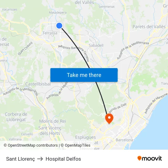 Sant Llorenç to Hospital Delfos map
