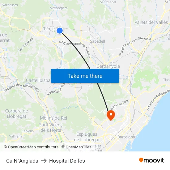 Ca N`Anglada to Hospital Delfos map