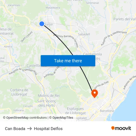 Can Boada to Hospital Delfos map