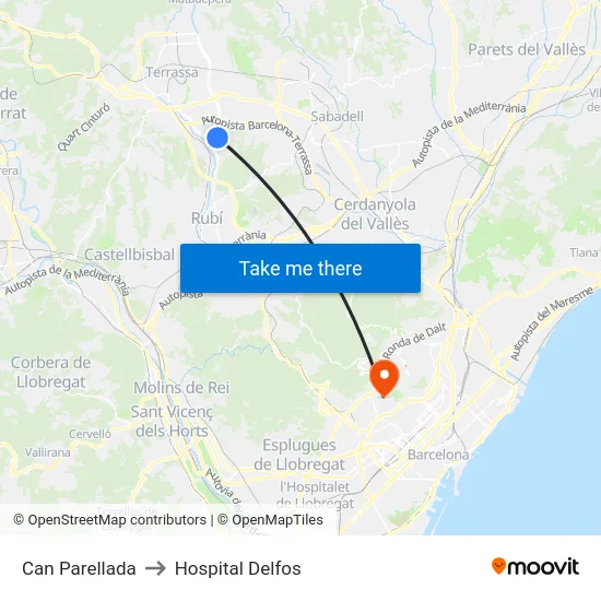 Can Parellada to Hospital Delfos map