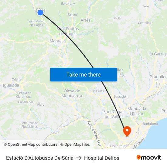 Estació D'Autobusos De Súria to Hospital Delfos map