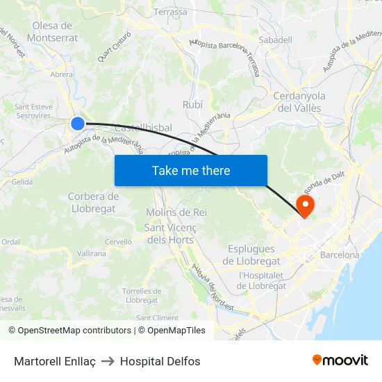 Martorell Enllaç to Hospital Delfos map