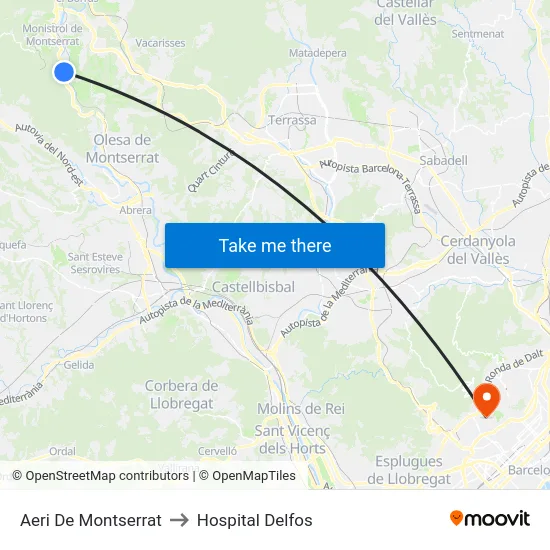 Aeri De Montserrat to Hospital Delfos map