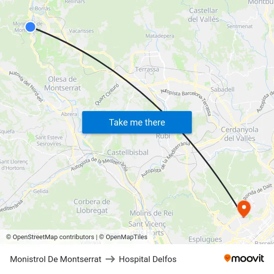 Monistrol De Montserrat to Hospital Delfos map