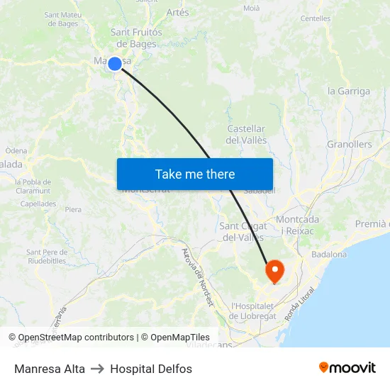 Manresa Alta to Hospital Delfos map