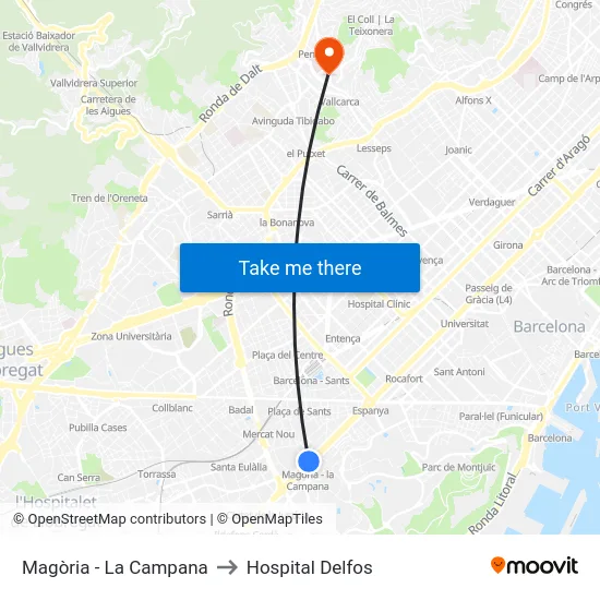 Magòria - La Campana to Hospital Delfos map