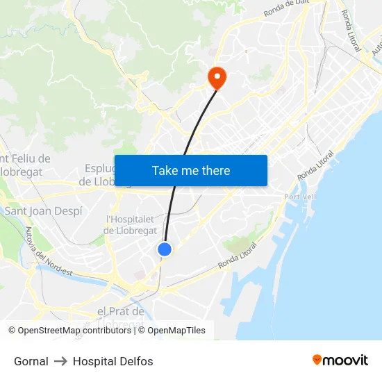 Gornal to Hospital Delfos map
