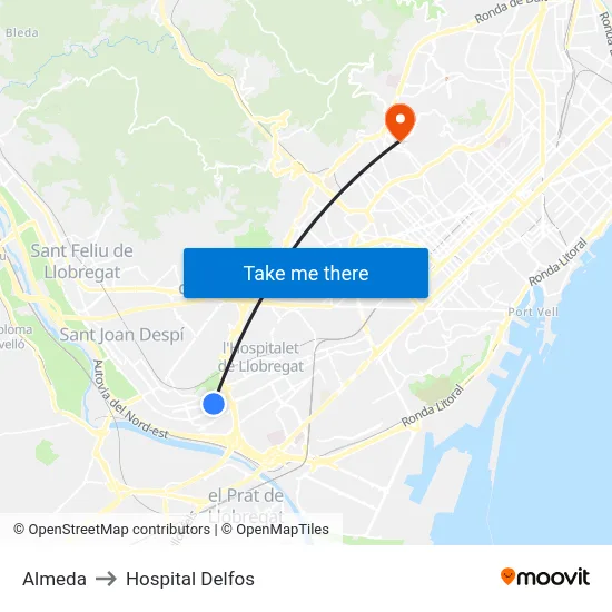 Almeda to Hospital Delfos map