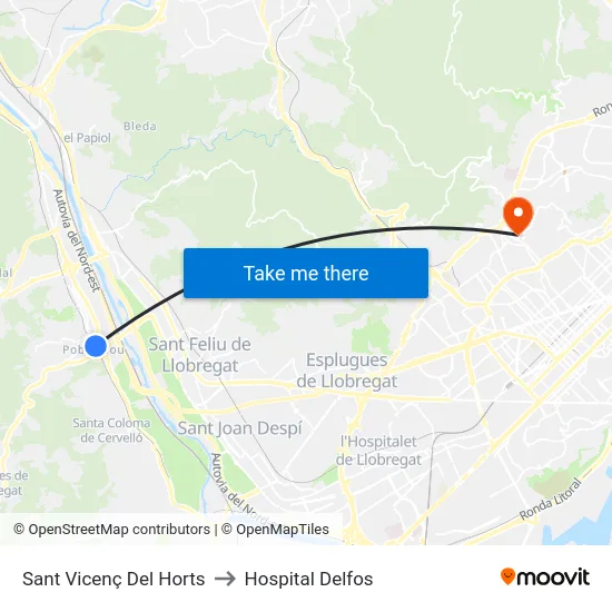 Sant Vicenç Del Horts to Hospital Delfos map