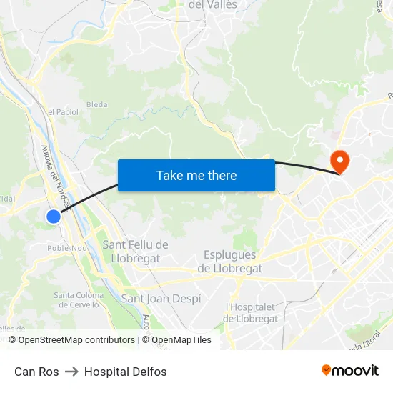 Can Ros to Hospital Delfos map