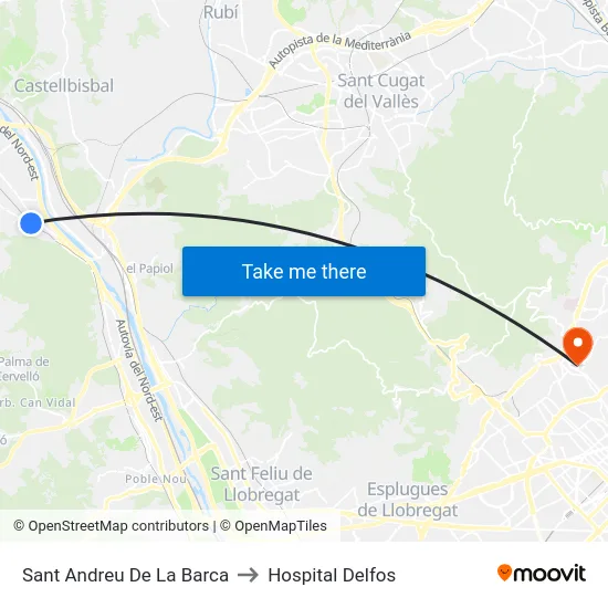 Sant Andreu De La Barca to Hospital Delfos map