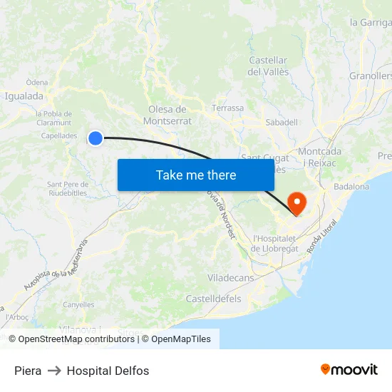 Piera to Hospital Delfos map