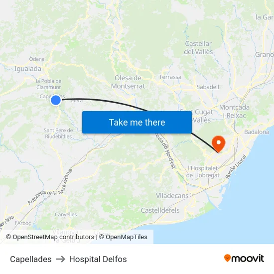 Capellades to Hospital Delfos map